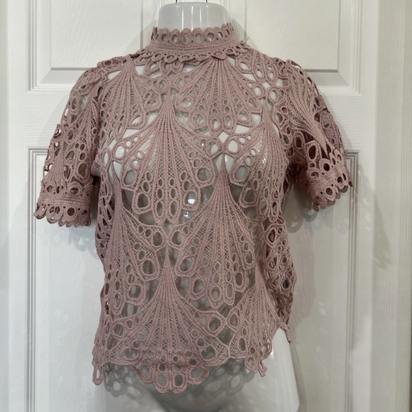 Blashe Pink Blush Crochet Knit Top Blouse (Size: S) - Picture 5 of 5